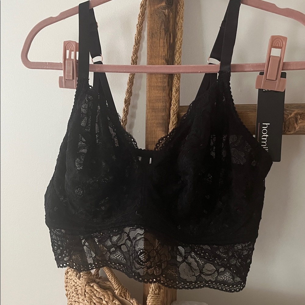 NWT HOT MILK collective heroine full cup black lace maternity bralette size 36D+